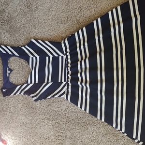 Blue striped midi dress